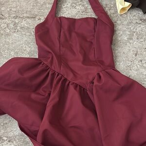 Elegant Burgundy Halter Dress